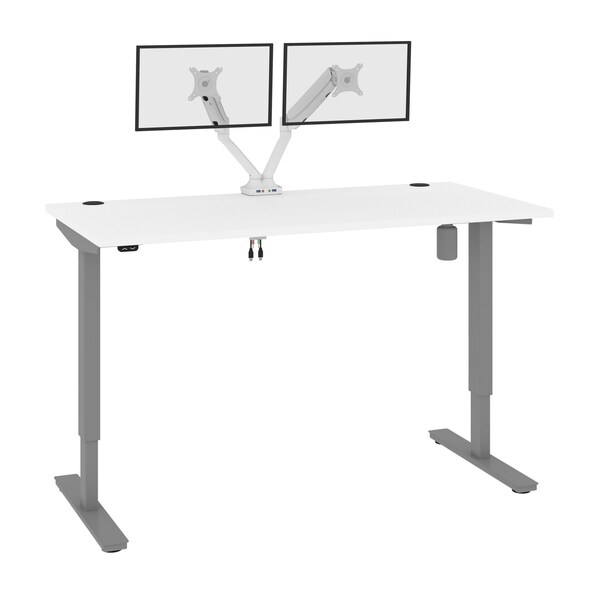 Bestar Bestar Upstand 60W x 30D Standing Desk with Dual Monitor Arm in white 175870-000017 - main